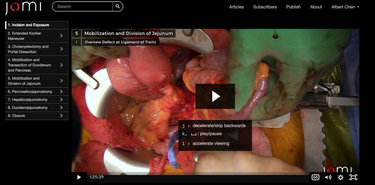 JoMI article player with chapter navigation