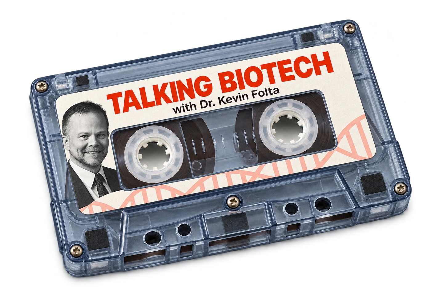 A blue cassette labelled Talking Biotech