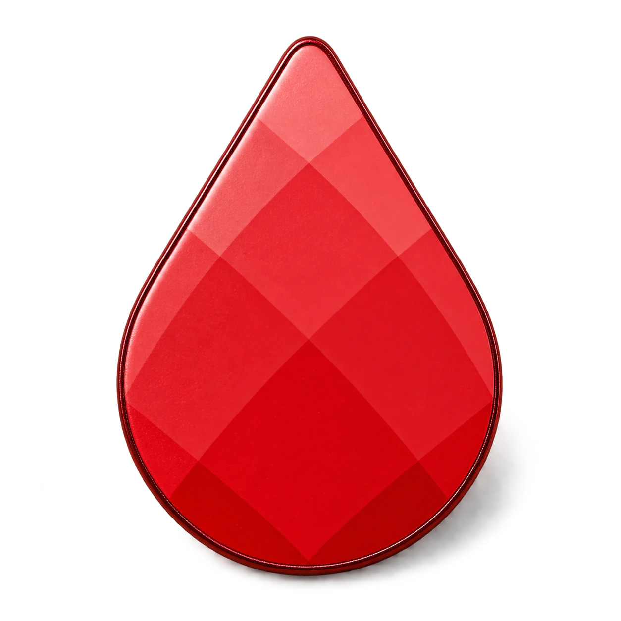 Bloodcount’s faceted red drop as an enamel pin
