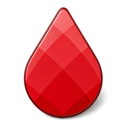Bloodcount’s faceted red drop as an enamel pin