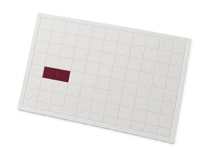 An ivory paper spreadsheet grid with burgundy cells