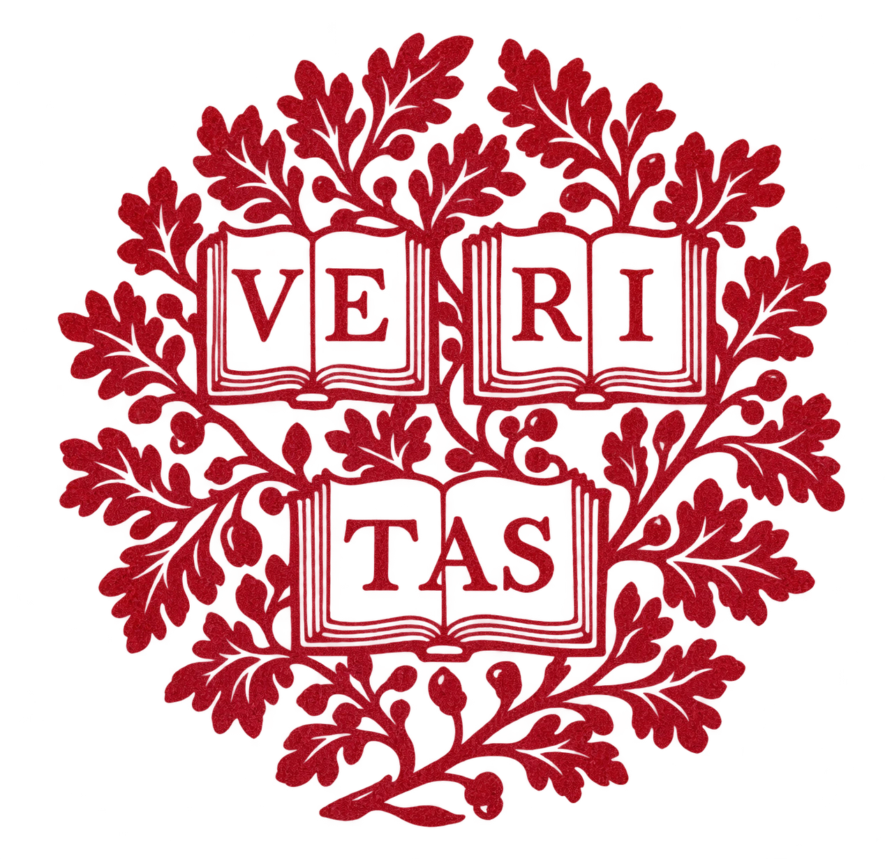 The crimson leafy Veritas mark from my Harvard diploma