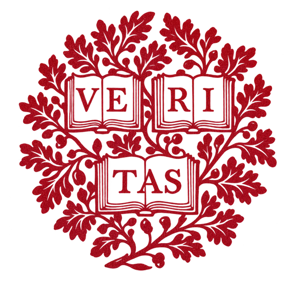 The crimson leafy Veritas mark from my Harvard diploma