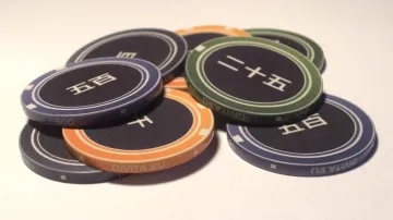 The original orange, green and violet ceramic chips