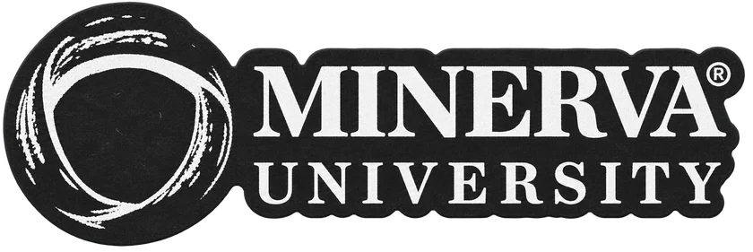 Minerva University logo on a textured paper sticker