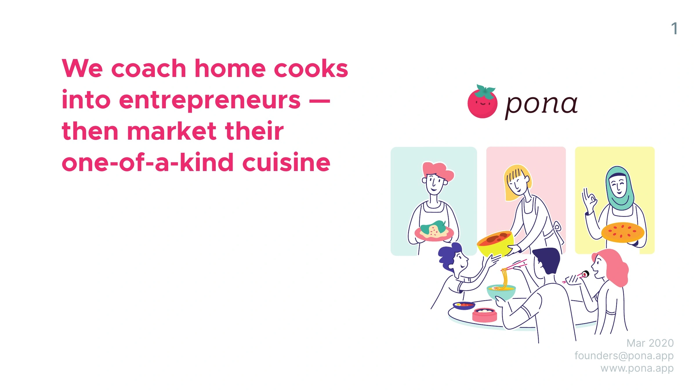 Original Pona coaching cooks presentation, slide 1