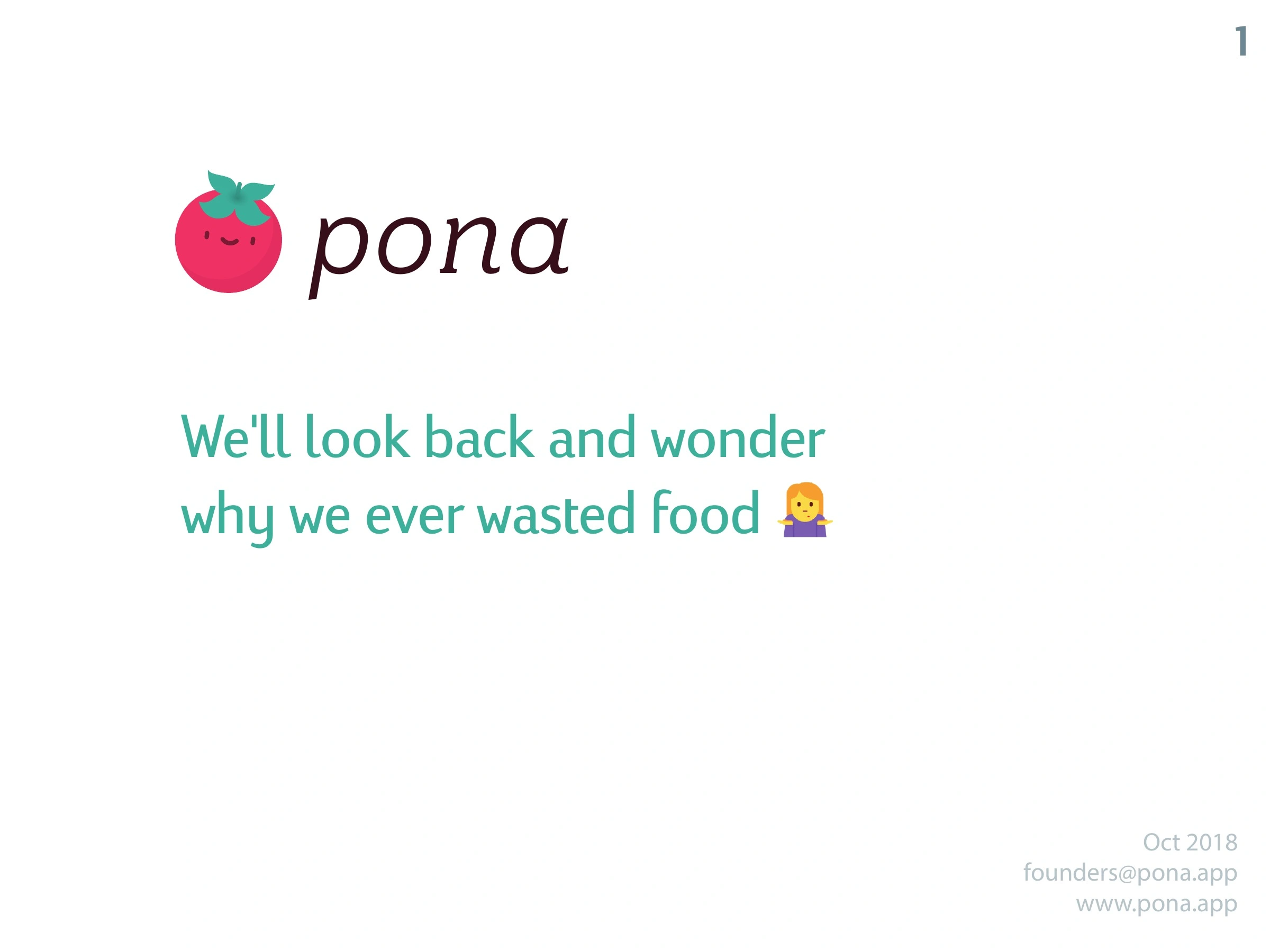 Original Pona food waste presentation, slide 1