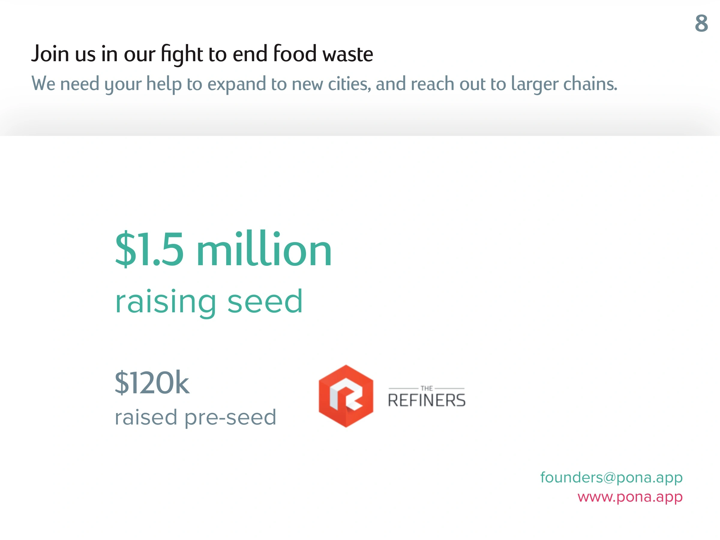 Original Pona food waste presentation, slide 8