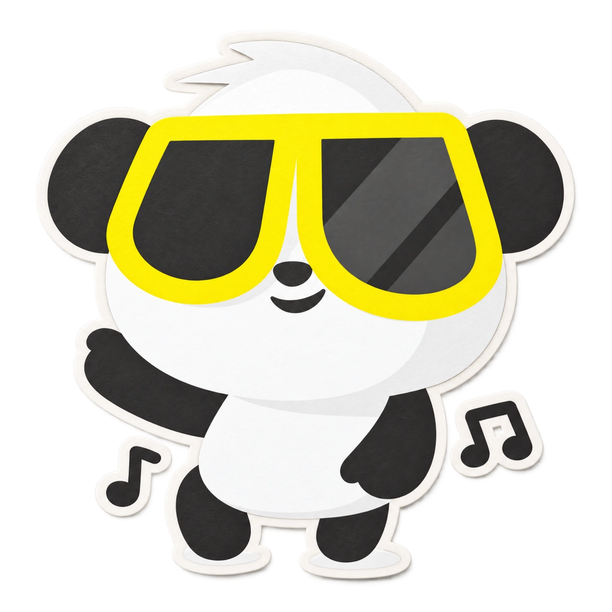 The original dancing Fluent Panda messenger sticker, wearing yellow sunglasses