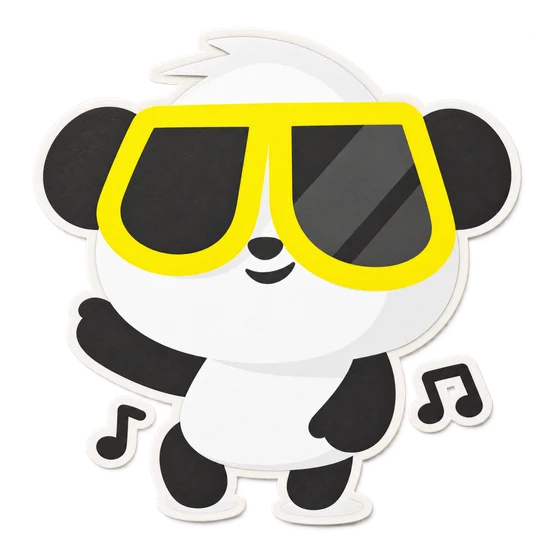 The original dancing Fluent Panda messenger sticker, wearing yellow sunglasses