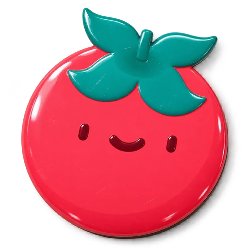 Pona’s smiling tomato logo as a glossy enamel pin