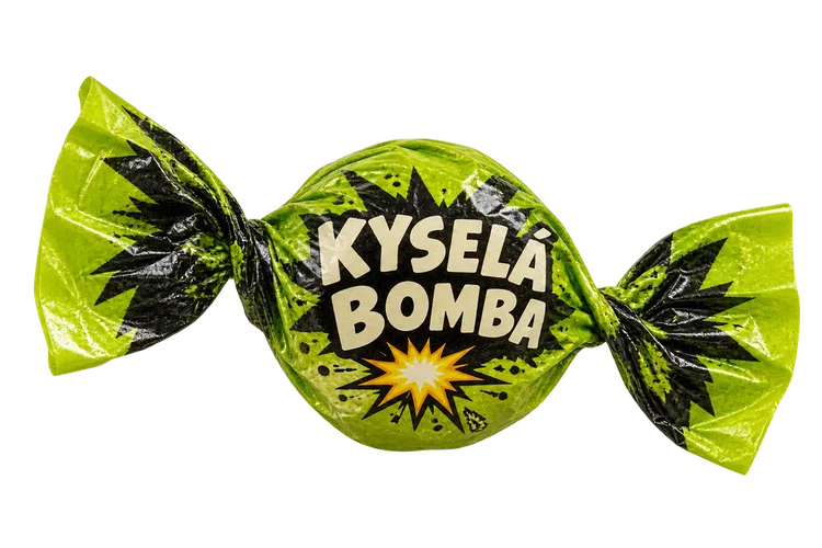 A small, sharply sour wrapped sweet