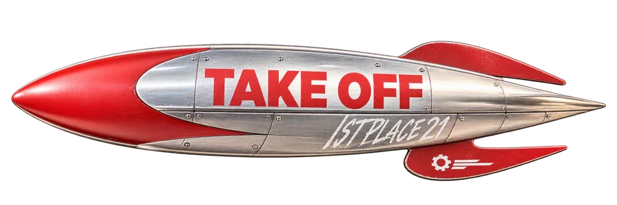 The red and silver rocket awarded to Colabra at Take Off Istanbul