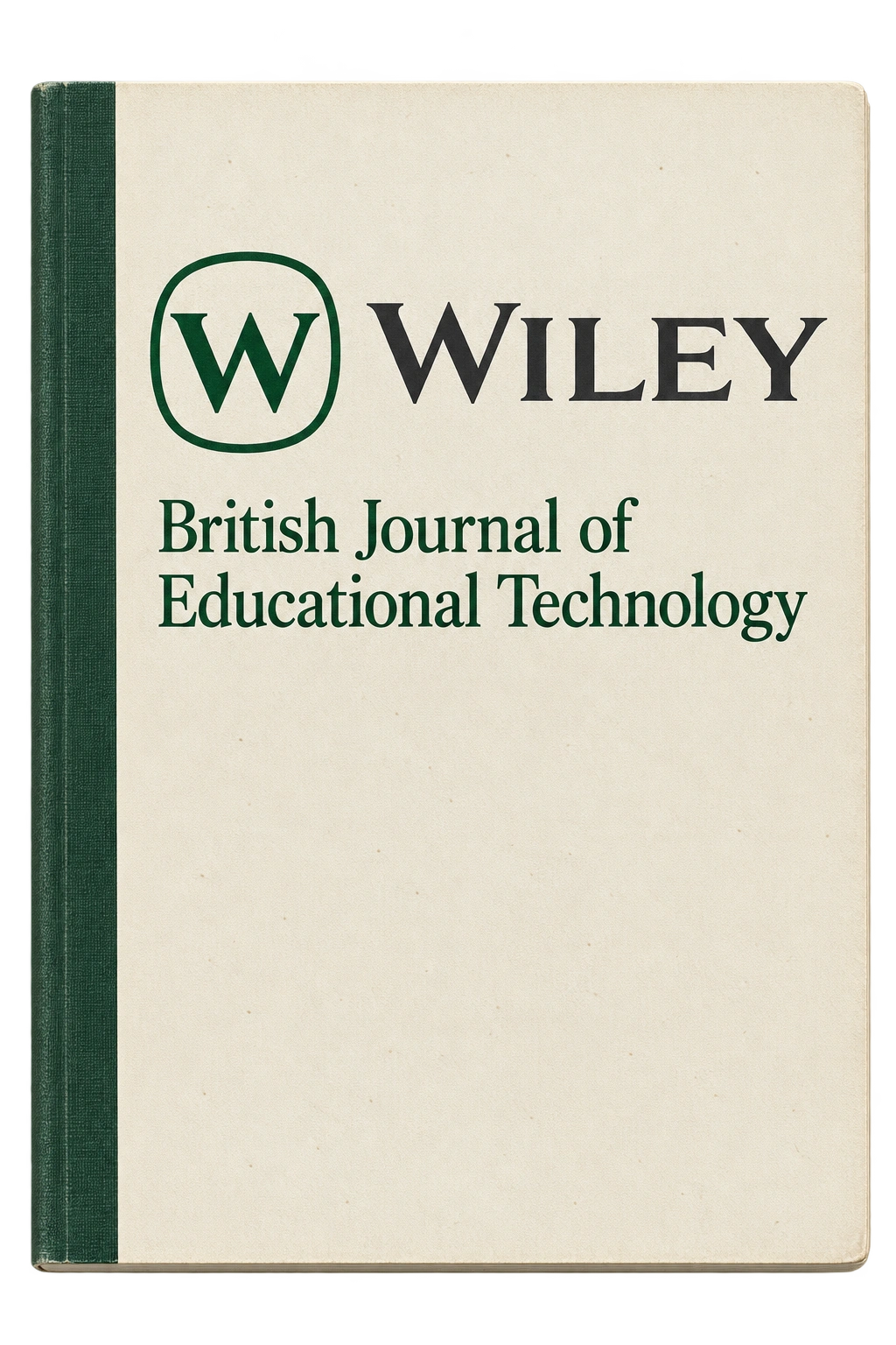 A journal-shaped object with the Wiley logo and British Journal of Educational Technology title