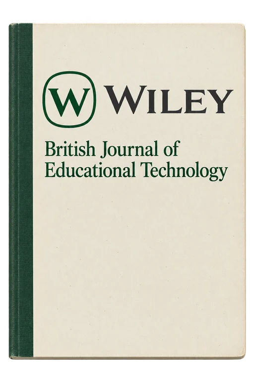A journal-shaped object with the Wiley logo and British Journal of Educational Technology title